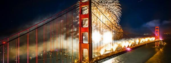 Fireworks over the Golden Gate Bridge 